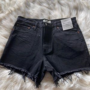 Abercrombie & Fitch Black Denim Frayed Jean Shorts
